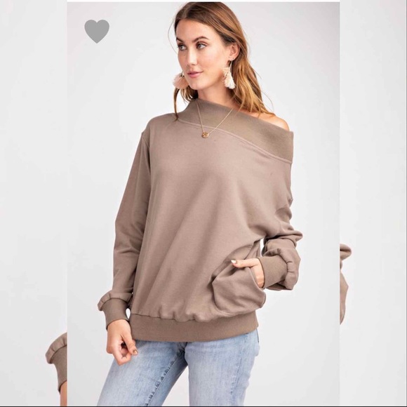 Terry knit Pullover- MUSHROOM - Picture 2 of 3